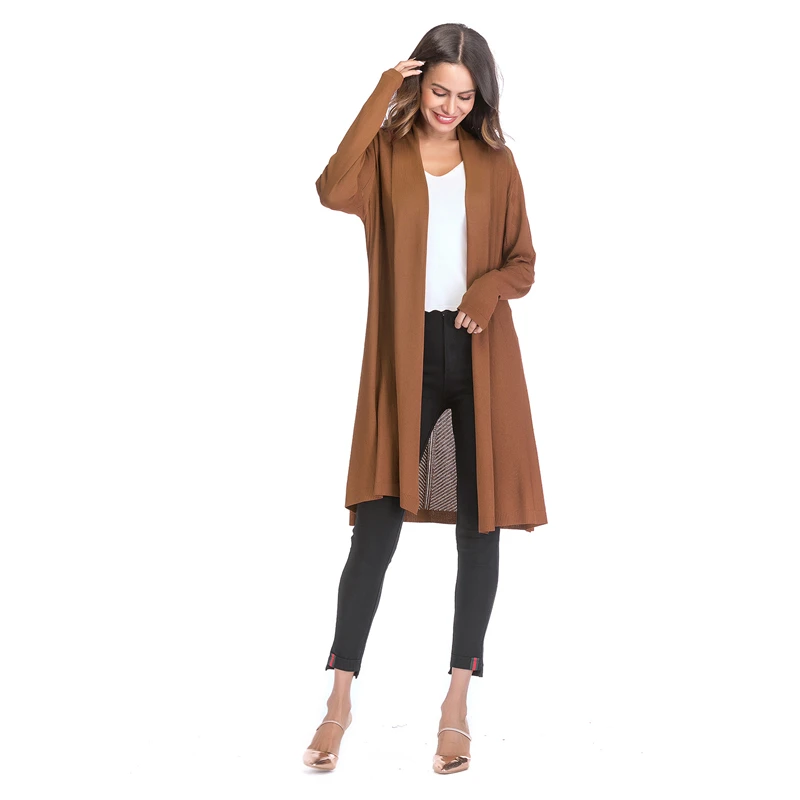 Kostlich 2018 Women Solid Color Hollow Out Long Knitted Cardigans Casual Open Stitch V Neck Full Sleeves Cardigans M-XL (12)