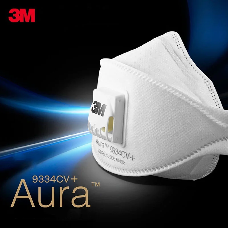 3M маска Aura 9334 KN95 Пыленепроницаемая противотуманная и Anti-PM2.5 для езды на велосипеде и путешествий Пылезащитная Маска 3 шт масок в коробке