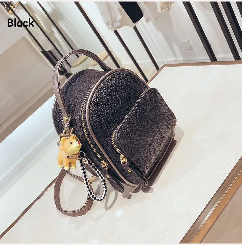 NIGEDU Kpop Women backpack Puppy pendant female shoulder bag small PU leather backpacks for girls teenagers wallets Daypack  (15)