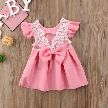 

Pudcoco Baby Girls Dress Toddler Girls Backless Lace Bow Princess Dresses Tutu Party Wedding birthday Dress for girls Easter