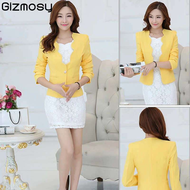 

2019 New Fashion Blazer Women Slim Coat Solid Casual Women Jacket Long Sleeve One Button Suit Blazer Femme Work Wear 1W3073