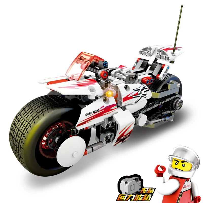 Vehicles Pull-back Motorcycle 392Pcs Racing Car Building Blocks Compatible Legoings City Creator DIY Bricks Children Boy Toys