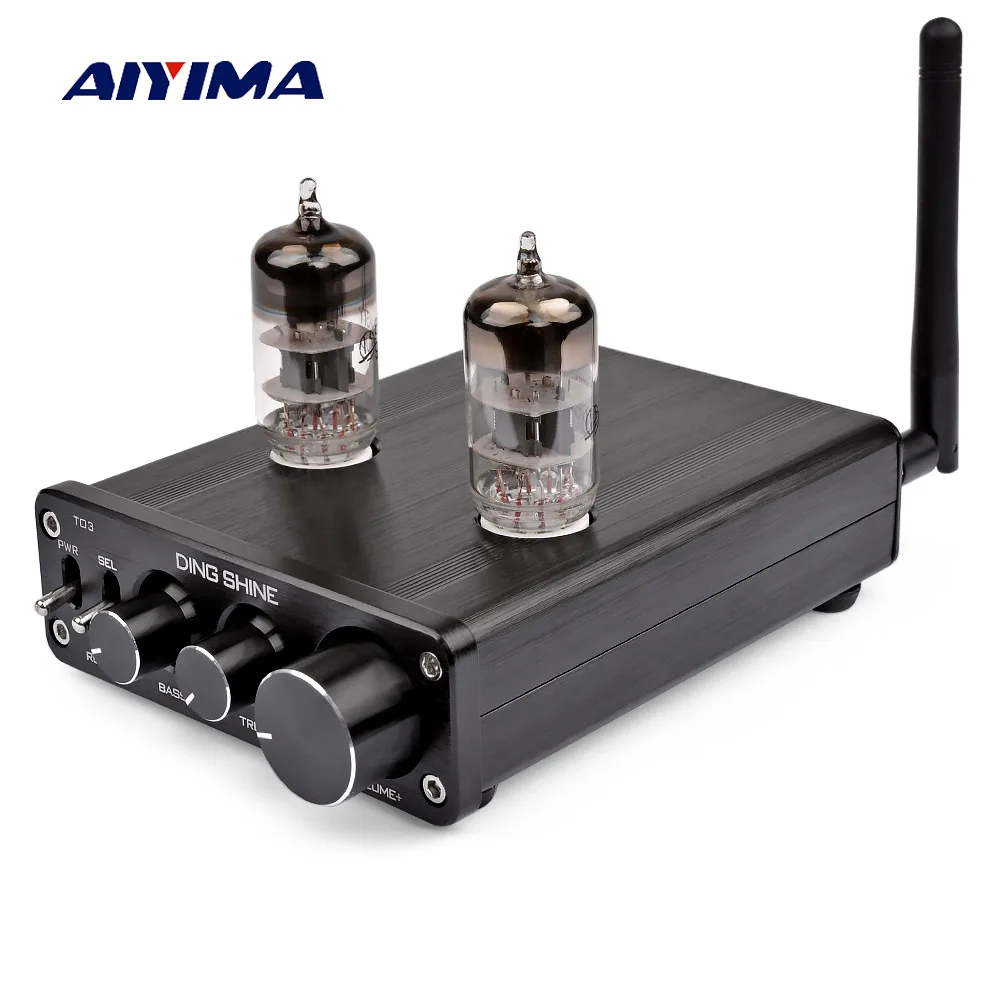 Tanie AIYIMA 6N3 rury próżniowej przedwzmacniacz Bluetooth 4.0 odbiornik HIFI żółci przedwzmacniacz tonów wysokich regulacji przedwzmacniacza Audio DC12V
