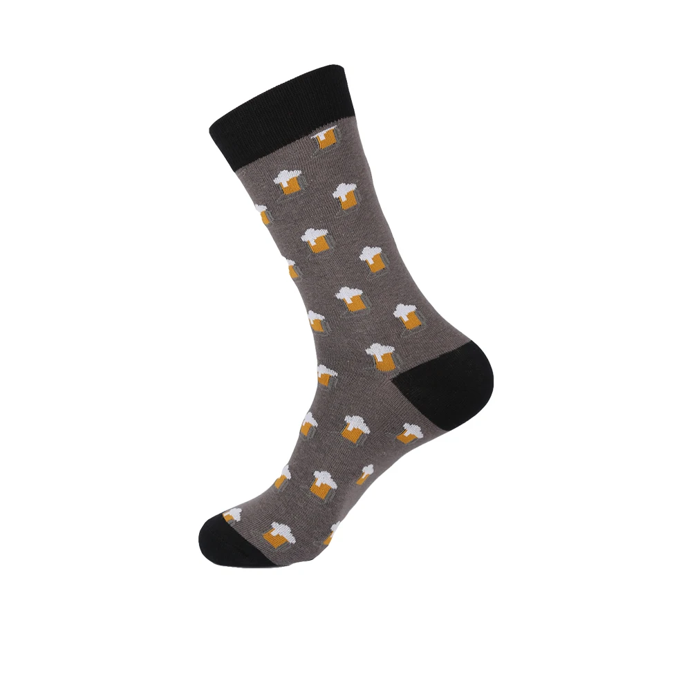 Высокое качество 200 игла 80% чёсаный хлопок Мужские носки пицца кофе новинка носки для еды Chaussette мужские носки - Цвет: H51