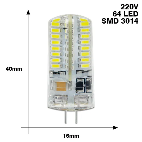 6 шт. лампада светодиодный G4 Лампа 220V 1 Вт 3 Вт AC/DC 12V G4 светодиодный лампы SMD3014 2835 24 48 64 104L заменить 10 Вт 30 Вт галогенная лампа светильник 360 Угол луча - Испускаемый цвет: G4 220V 3014 64L