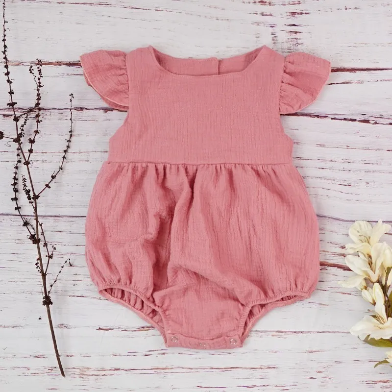 summer dusty pink Осенняя одежда для маленьких девочек; хлопковый комбинезон с длинными рукавами для новорожденных; зимний льняной комбинезон; реквизит для фотосессии; Одежда для младенцев - Цвет: summer dusty pink
