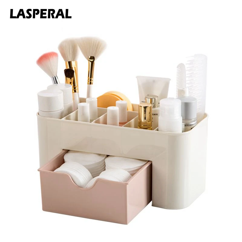 

LASPERAL Multi-functional Jewelry Box Plastic Cosmetic Storage Box With Small Drawer Desk Sundries Storage Container Organizer