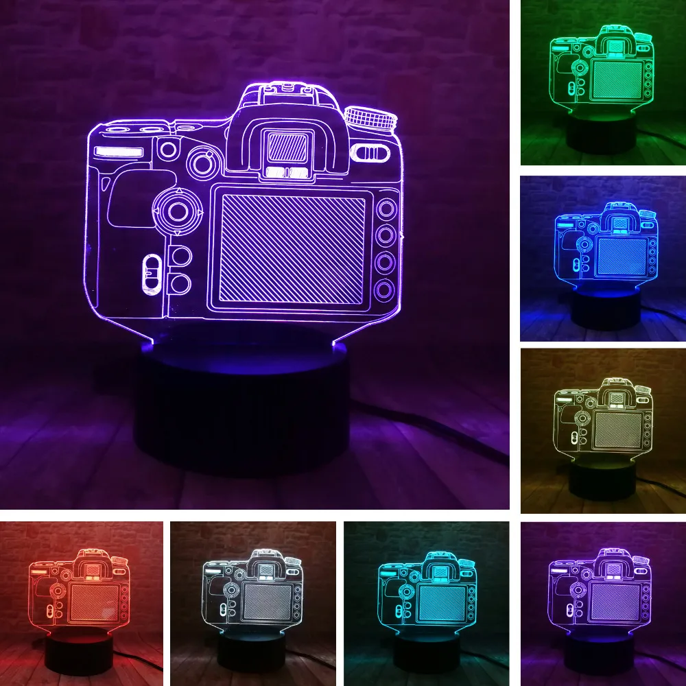2018 Amroe Novelty 3D Camera Model 7 Colors Gradient Led Night Light Child Kids Baby Sleeping Decor Xmas Party Birthday Gifts | Освещение