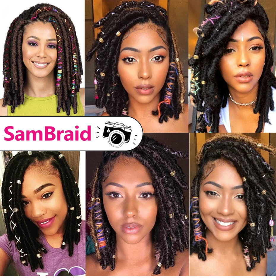 Sambraid Новый вязание крючком косы Faux locs волос синтетическое плетение волос высокое температура волокно 14 дюймов 190 г/упак. для женщин