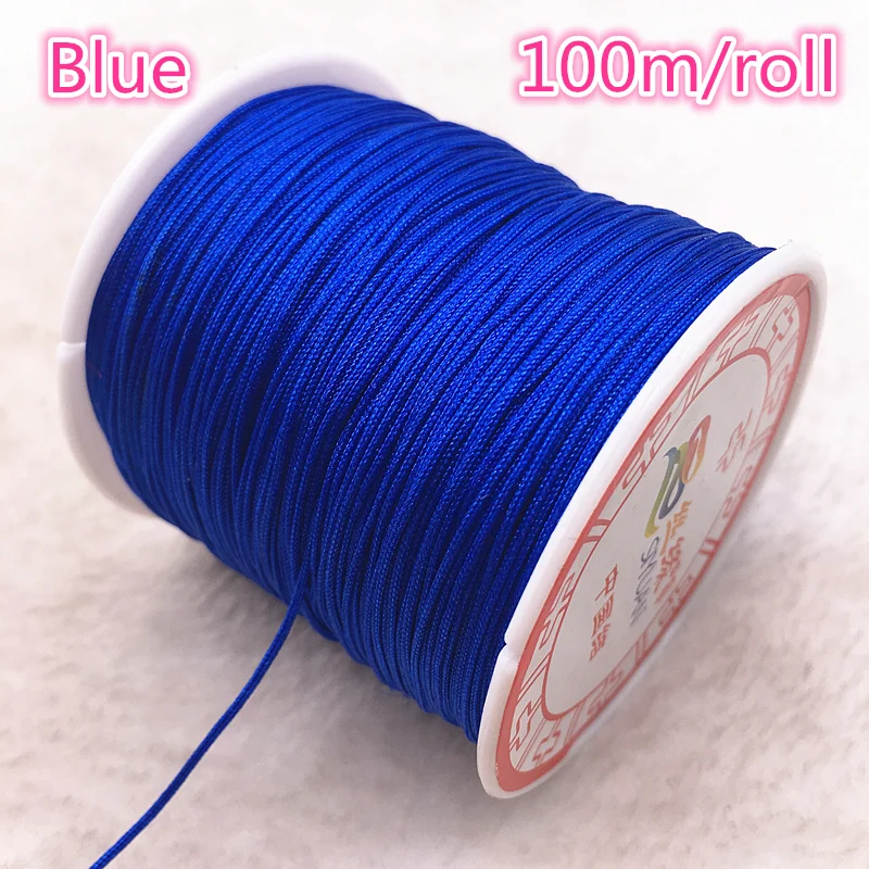 

100M/Roll 0.8mm Blue Nylon Cord Thread Chinese Knot Macrame Cord Bracelet Braided String DIY Tassels Beading Thread