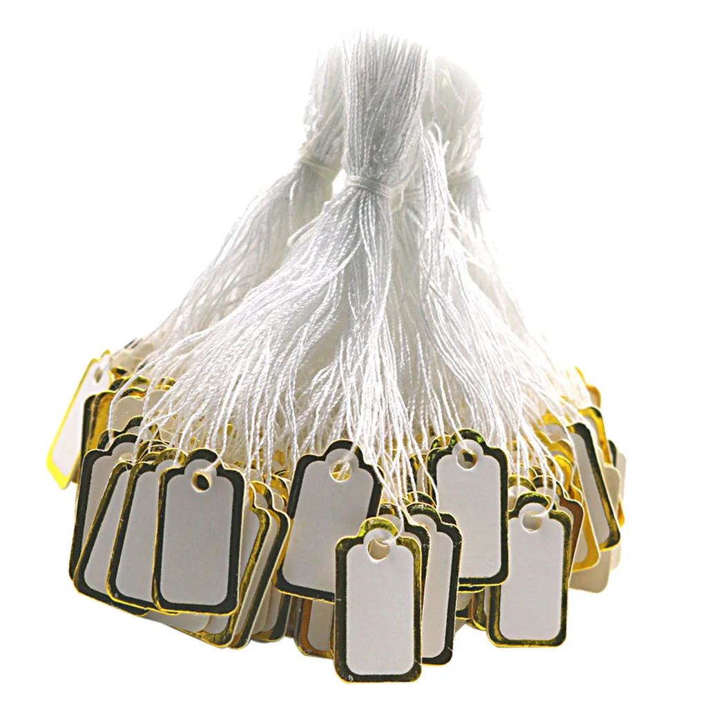 

500 pcs Paper Label Jewelry Price Tags with White Hanging String Price Tags For jewelry clothes shoes stationery