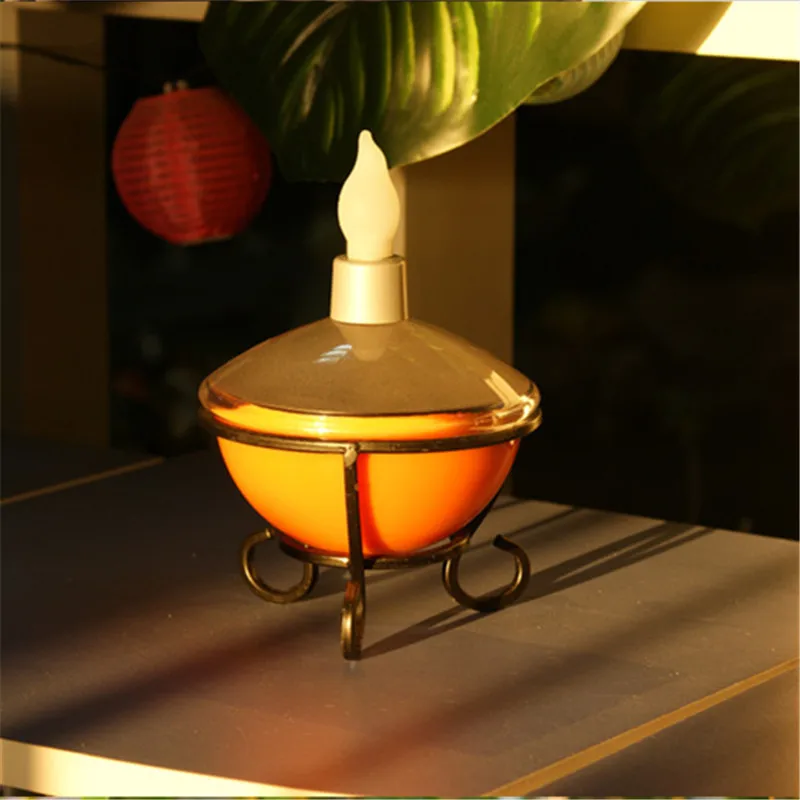 

Waterproof LED Solar Panel Imitation Kerosene Desk Table Lamp Outdoor Garden Night Light European Style Creative Garland Decor