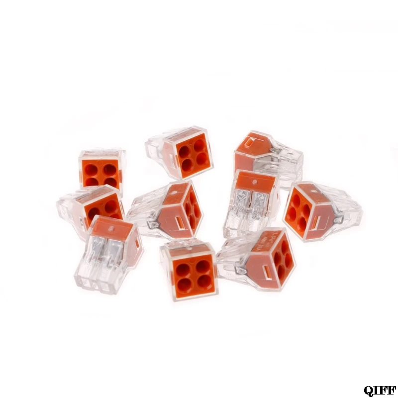 

Drop Ship&Wholesale 10Pcs PCT-104 Push Wire Wiring Connector For Junction Box 4 Pin Terminal Block Mar28