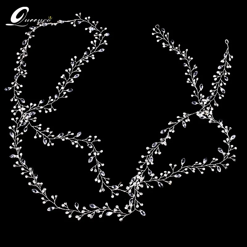 

Luxury Long Tiara Wedding Headband Bridal Hair Accessories Long Tiaras Vintage Hair Jewelry Beauty Silver Headbands Hairband