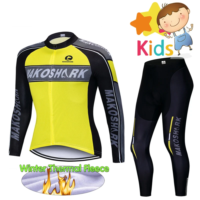 

Kids' Cycling Clothing Set Long Sleeve Winter Thermal Fleece for Children Cycling Jerseys Padded MTB Bike Maillot Ropa Ciclismo