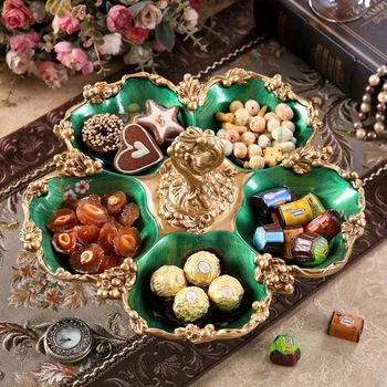 

European Resin Household Fruit Plate Decoration Crafts Home Livingroom Luxury Upscale Fruit Plate Ornaments Coffee Figurines Art