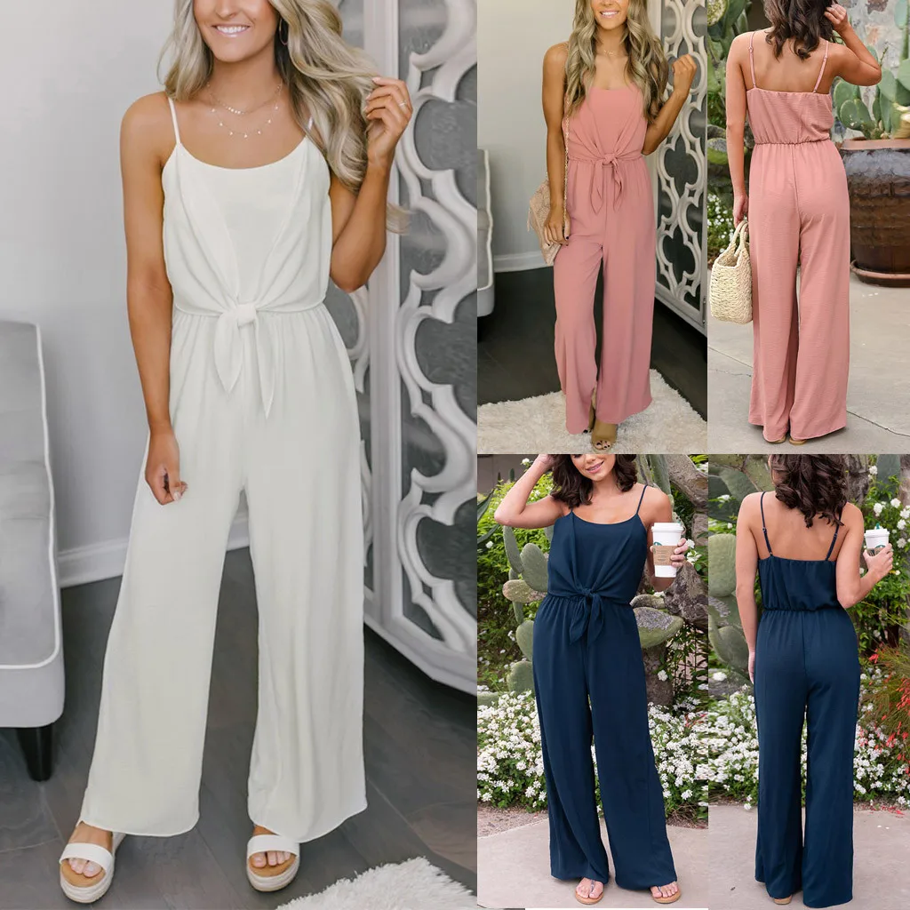 Womail ارتداءها المرأة الصيف الأزياء أكمام الصلبة مثير كاميس Playsuit بسيط الشاطئ فستان الشمس لونغ حللا عطلة 2019 M57