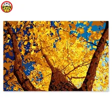 Осенние листья дерево небеса цифровая живопись декоративная живопись окрашенная их окраска