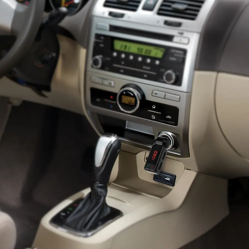 VicTsing FM Transmitter Bluetooth Car Kit with Dual USB Car Charger Hands-Free Calling Wireless In-Car FM Transmitter MP3 Player (7)