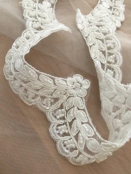 

5 yards Thin Pearl Beaded Lace Trim in Ivory , Bridal Wedding Veil Trim for Bridal Sash, Headbands, Jewelry or Costume design