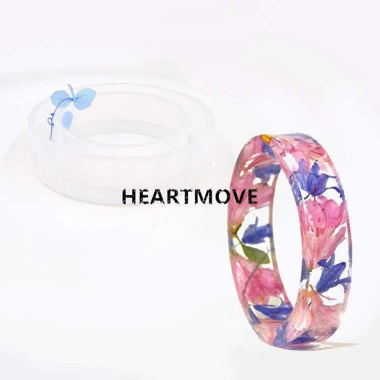 HEARTMOVE 1 Pcs Transparent Silicone Round Bracelet Mould For Resin Real Flower DIY Mold Bangle Mould resin molds for jewelry