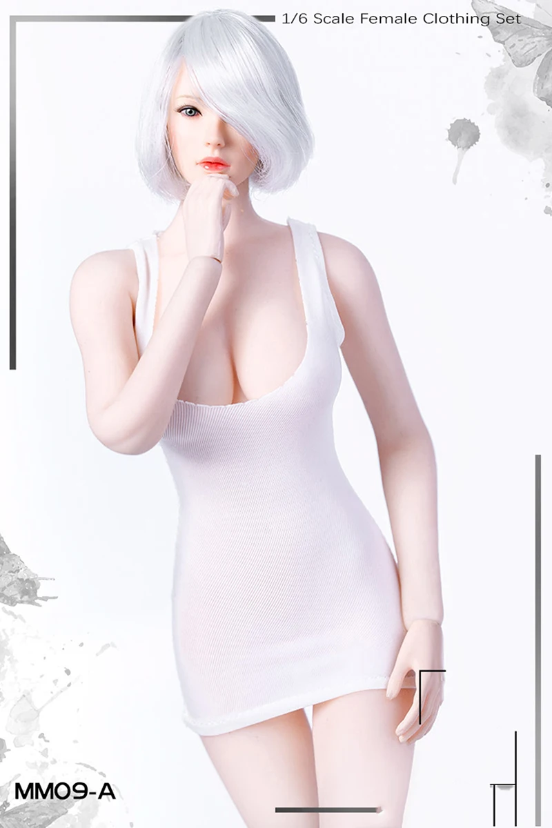 Skup 1 6 skala kobiece figury lalki Sexy 2b Low cut U kołnierz sukienka mini dziewczyna długa koszula Model dla 12 figurka