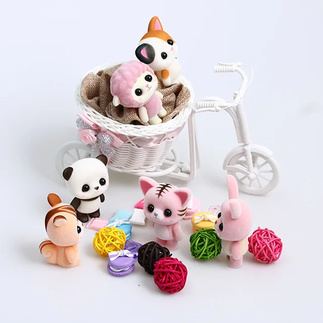 Little Cute Flocking Doll Toys Kawaii Mini Cats Decoration Toys For Girls Little Exquisite Dolls