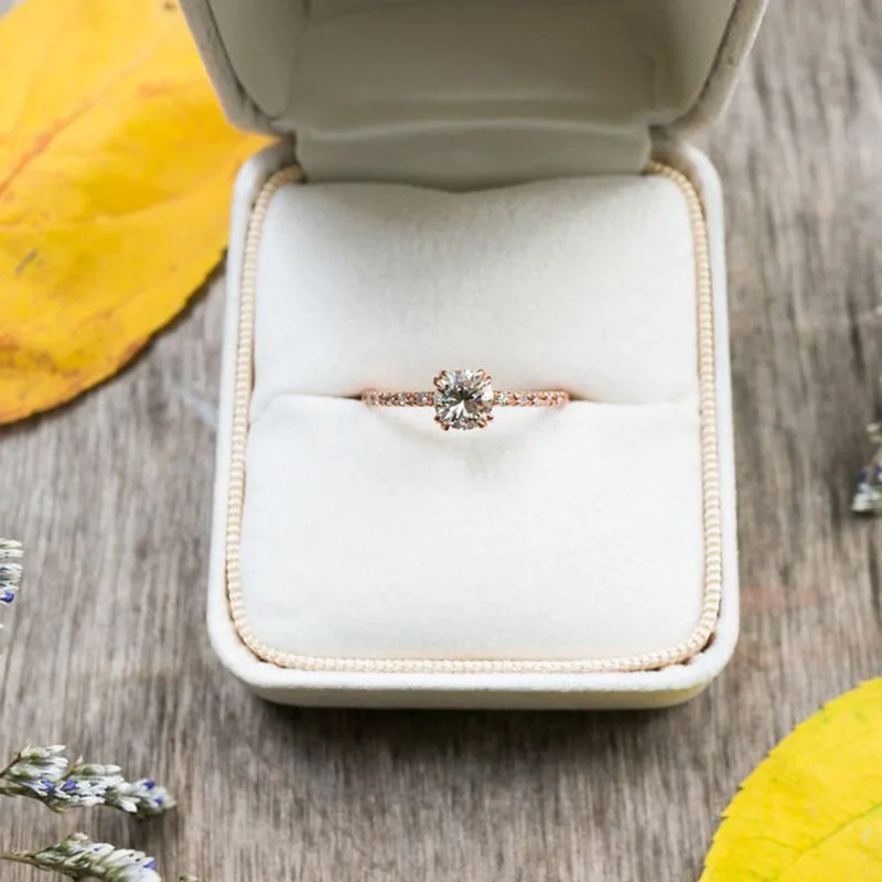 

Engagement Anniversary Jewelry Car Hire Shiny Rhinestone Women Finger Ring Wish2019 New Style Vintage Ring Rose Gold round Cryst
