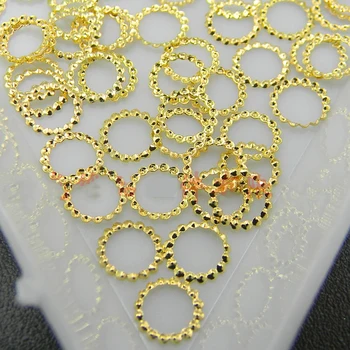 

100PCS Hollow Metal Frame Nail Decorations Gold Rivet Manicure Accessories DIY Shell Slider Nail Studs - 02