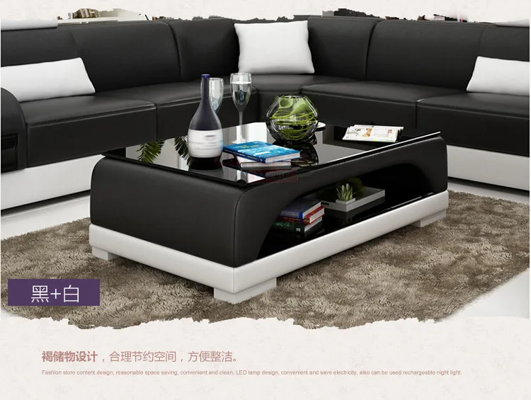 Natural designer glass leather Coffee Table Living Room Home Furniture minimalist modern rectangle mesas de centro table basse