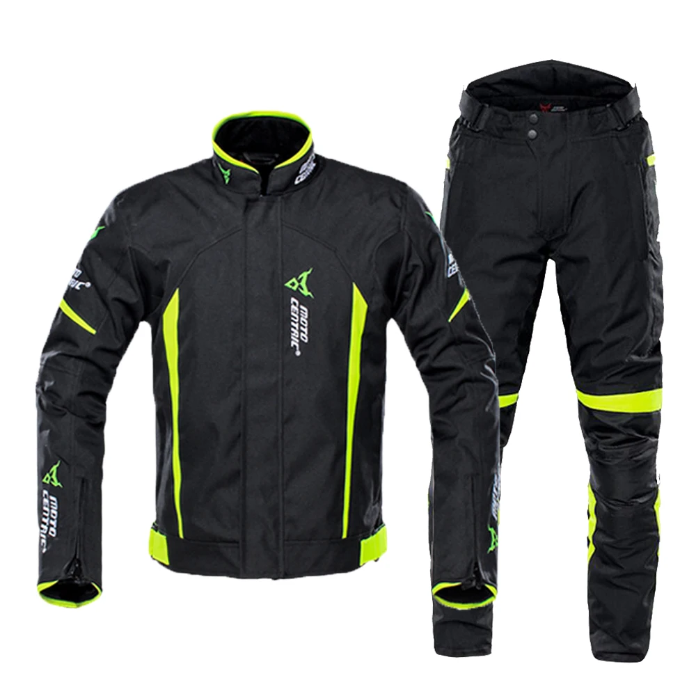 MOTOCENTRIC мотоциклетная куртка, водонепроницаемая мотоциклетная куртка+ штаны для езды на мотоцикле, гоночная мотоциклетная одежда, мотоброня - Цвет: 1702-Green Suit