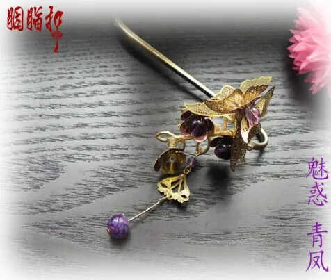 purple-crystal-antique-bronze-plated-hair-stick-with-tassel-qing-feng-fox-fairy-hanfu-costume-hair-accessory-hair-jewelry