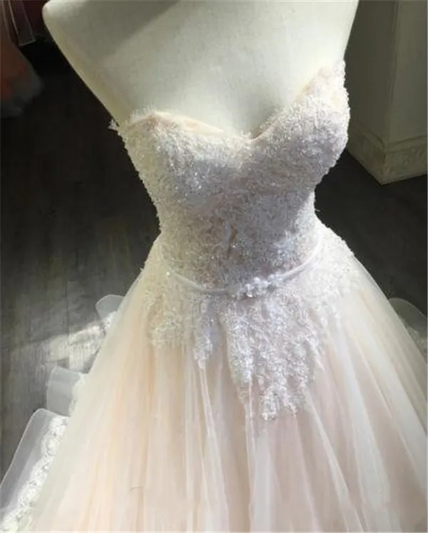 blush-pink-wedding-dresses-a-line-sweetheart-strapless-sleeveless-sweep-train-applique-sequins-lace-2019-beach-boho-wedding-bridal-gowns (4)