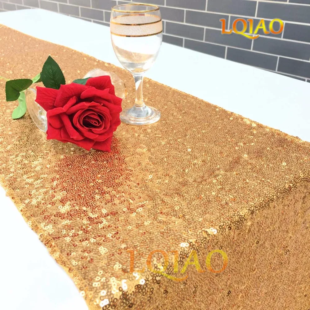 New30x180cm Glitter Gold Champagne Silver Sequin Table Runner