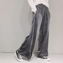 Новые бархатные Широкие штаны свободные брюки Pantalon большой Femme брюки Для женщин 7PT010