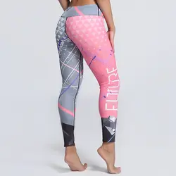 Круто ближний свет! Разноцветные леггинсы Для женщин тренировки брюки Модные Треугольники с буквенным принтом в полоску тонкие леггинсы