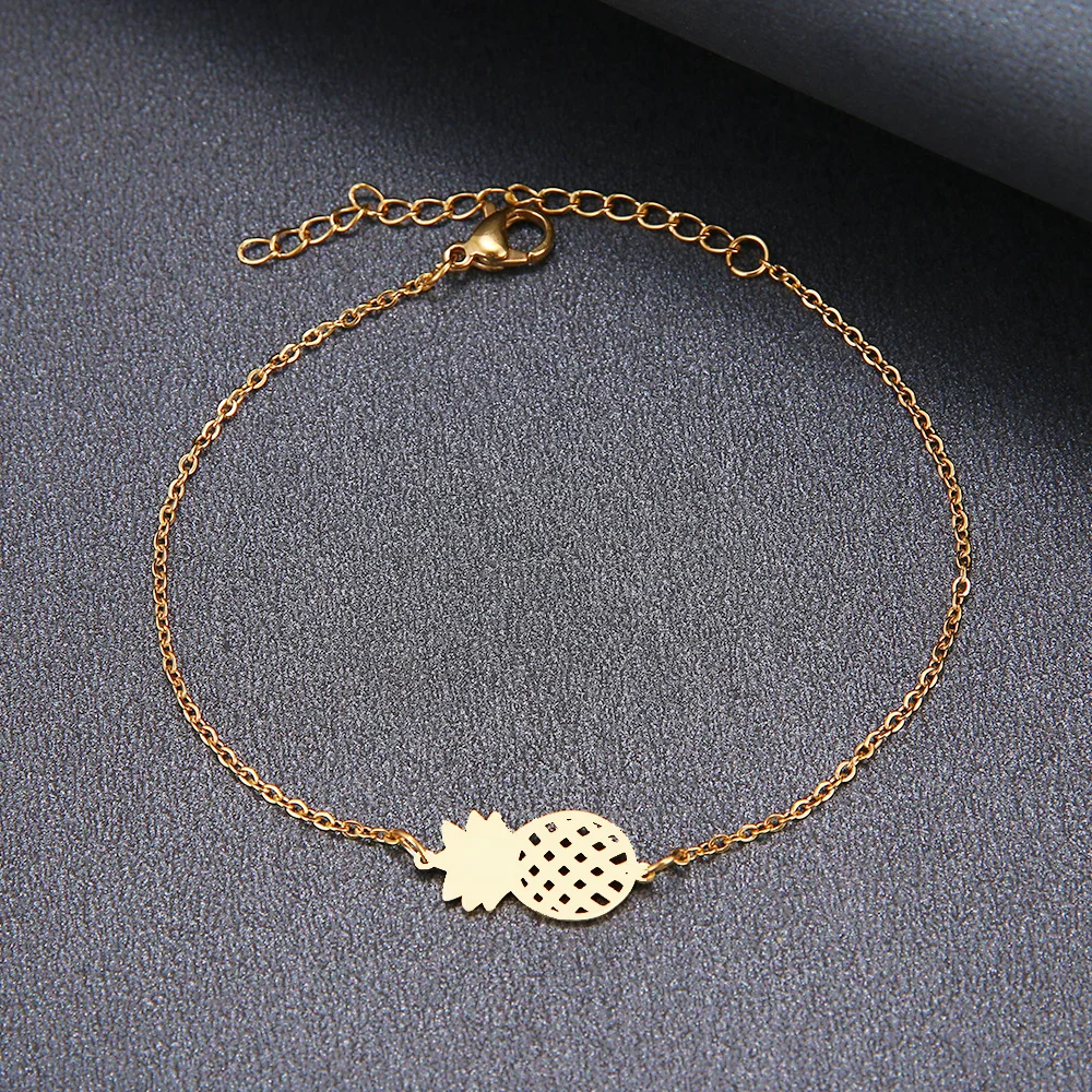 Hibobi Bracelet Stainless Steel Femme Jewelry Pineapple Charm Bracelets For Women Donot Fade Valentine's Day Bangles Gift (1)