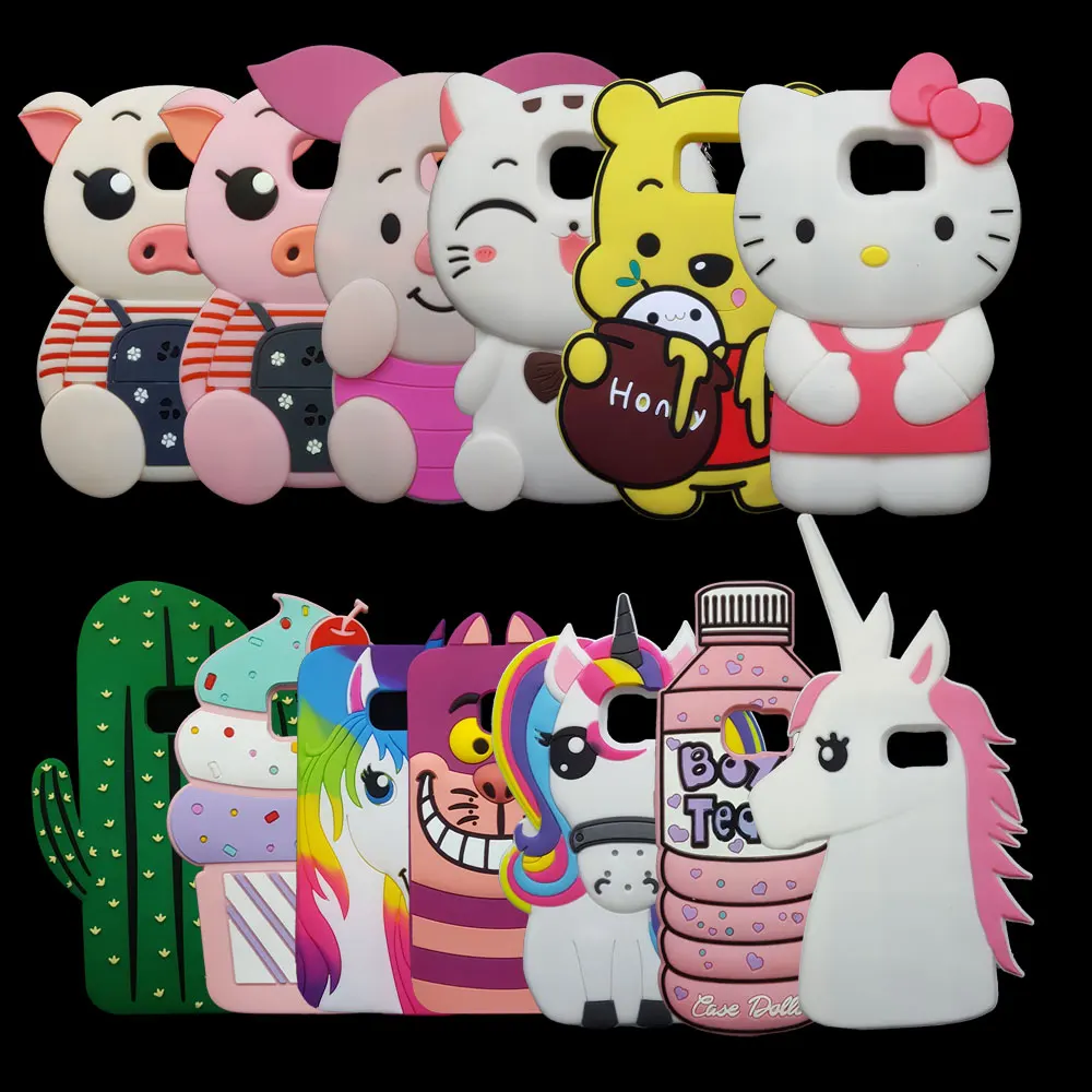 

Soft Silicone Case for Samsung GALAXY S7 G9300 Shell Cute 3D Cartoon Unicorn Bunny Hello kitty Piglet Cat Monsters Back Cover