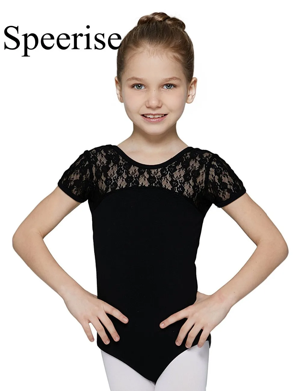 Kids Girls Ballet Dance Leotard Lace Turtle Neck Open Back Gymnastics Jumpsuit - Foto 8