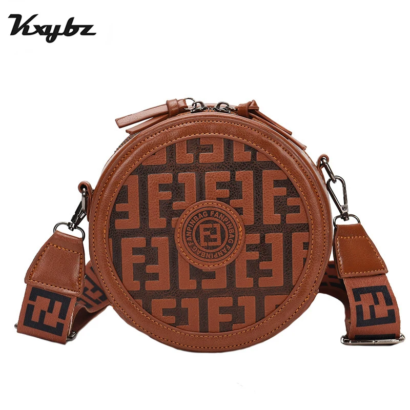 

KXYBZ Women Bag 2019 Fashion Circular Crossbody Bag For Women Messenger Bag Small Round Hobo Bags Mini Shoulder Bag Wide Strap