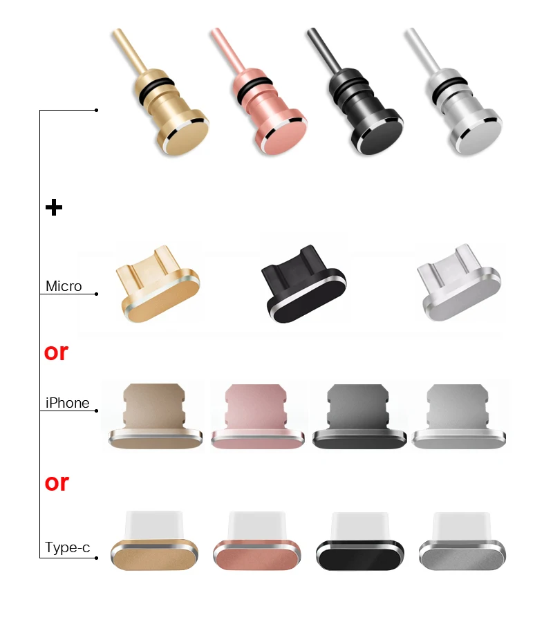Voteer металлическая Пылезащитная заглушка Micro USB Тип C зарядный порт Разъем для