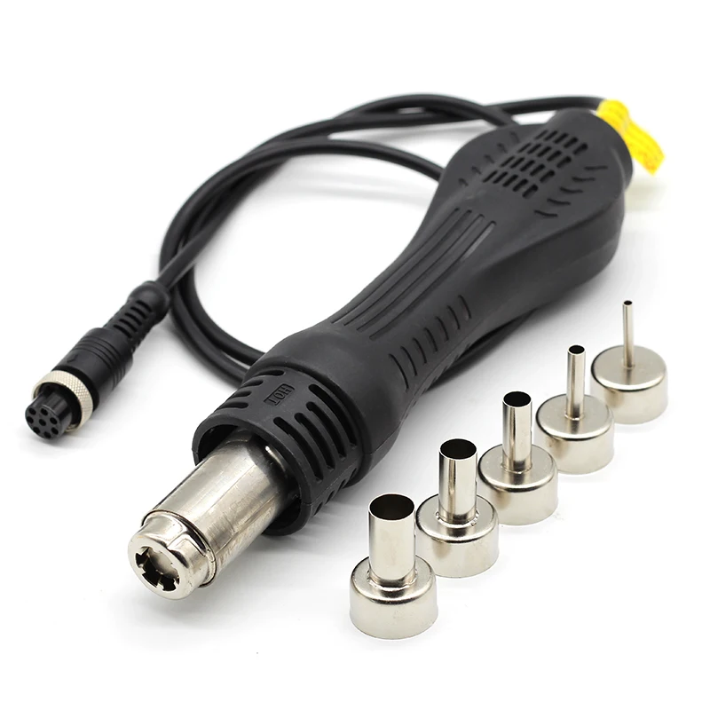8 holes Hot Air Desoldering Heat Gun Handle FOR 858 8858 878 8586 858D BGA Rework Solder Station SMT SMD Repair + 5pcs Nozzles