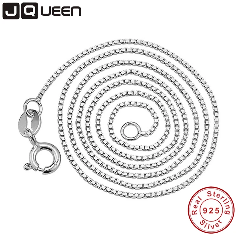 

JQUEEN New Italian Box Chain Necklace Pure 925 Solid Sterling Silver 0.5 0.8 1 1.2 1.5MM 40CM 45CM 2016 Fine Jewelry For Women