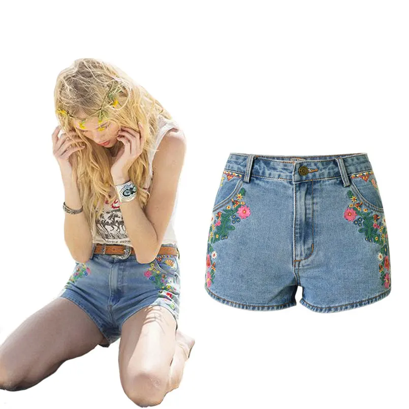 boho denim shorts