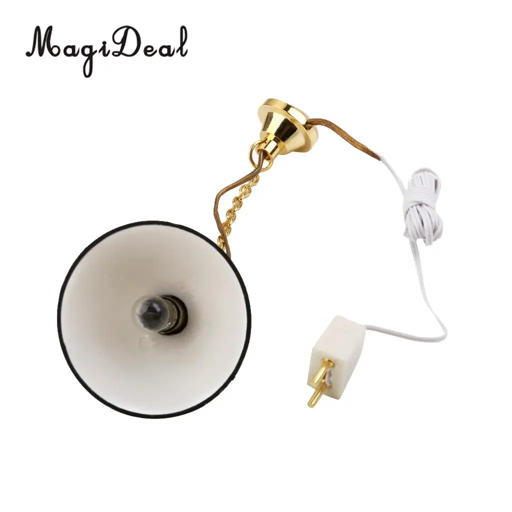 MagiDeal 1Pc 1/12 Dollhouse Miniature Furniture 12V Ceiling Lamp Light for Bedroom Livingroom Bathroom Lovely Decor Golden Acce