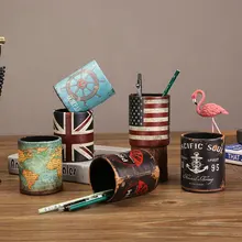 Античный винтажный синий желтый чехол с картой мира классический дизайн подарок из искусственной кожи Подставка для ручек и карандашей стол органайзер Коробка Для Хранения Чехол