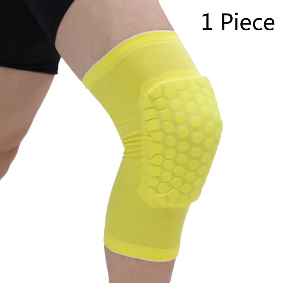 One Piece Yellow Стоящий 1 шт сотовый баскетбольный наколенник короткий дизайн компрессионный наколенник для ног волейбольный наколенник - Цвет: One Piece Yellow
