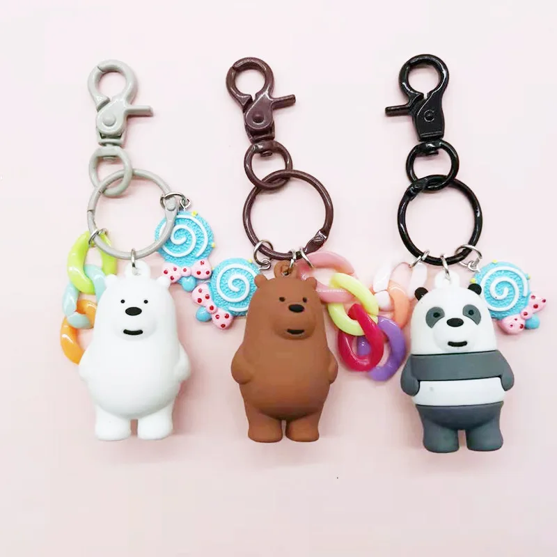 

Kawaii We Bare Bears naked three bears Cartoon Grizzly/panda/ice /Gray bear keychain toy LOVE Birthday gift 1pcs
