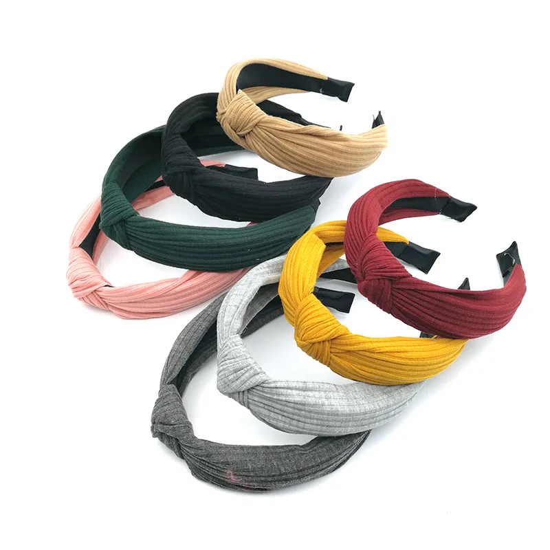 Jinjin. QC 2019 Модные Однотонные Волосы Вязаная Повязка На Голову Для Женщин Повязки