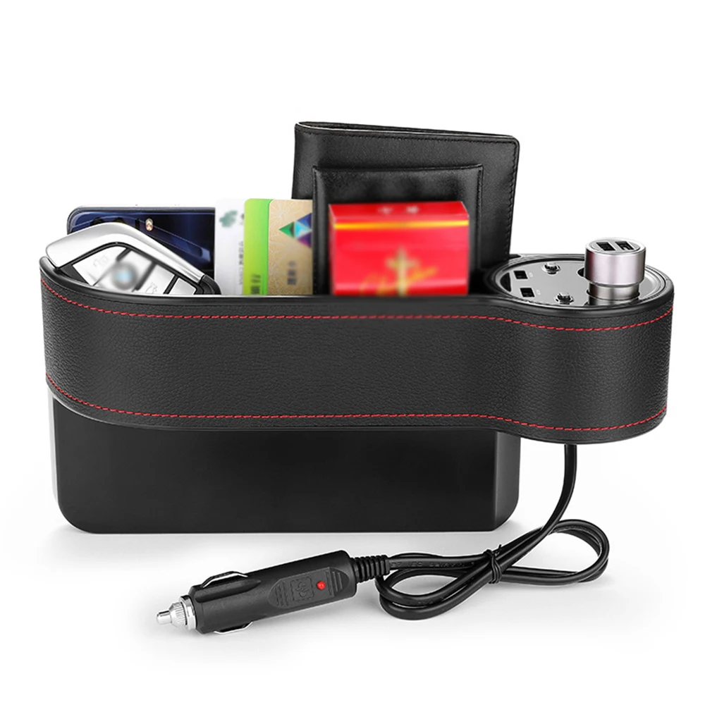 Автокресло Организатор сиденья боковой карман коробка для хранения ящик на сидение Catcher с 2 USB зарядные устройства и зажигалки
